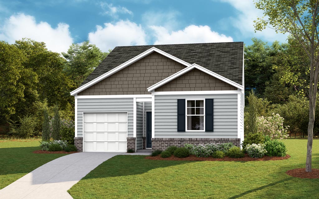 Single story home rendering showing the Sullivan B2.