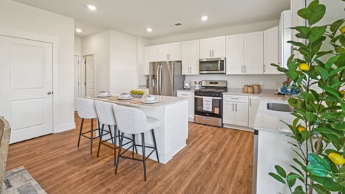 Interior kitchen with central island seating