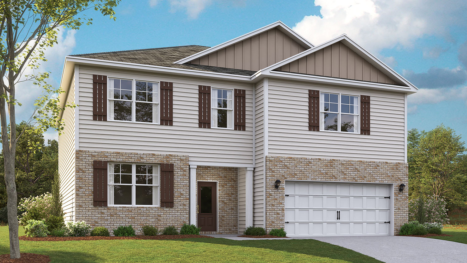 Green E front home elevation