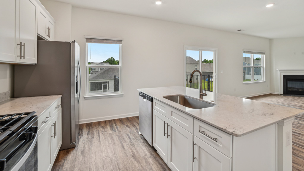 Open concept kitchen with large island.