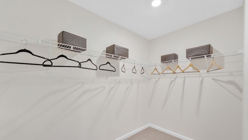 The closets have shelving and large storage space.