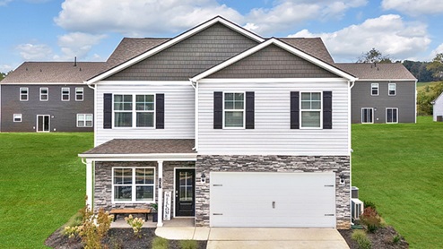 A Belhaven two-story front home elevation.
