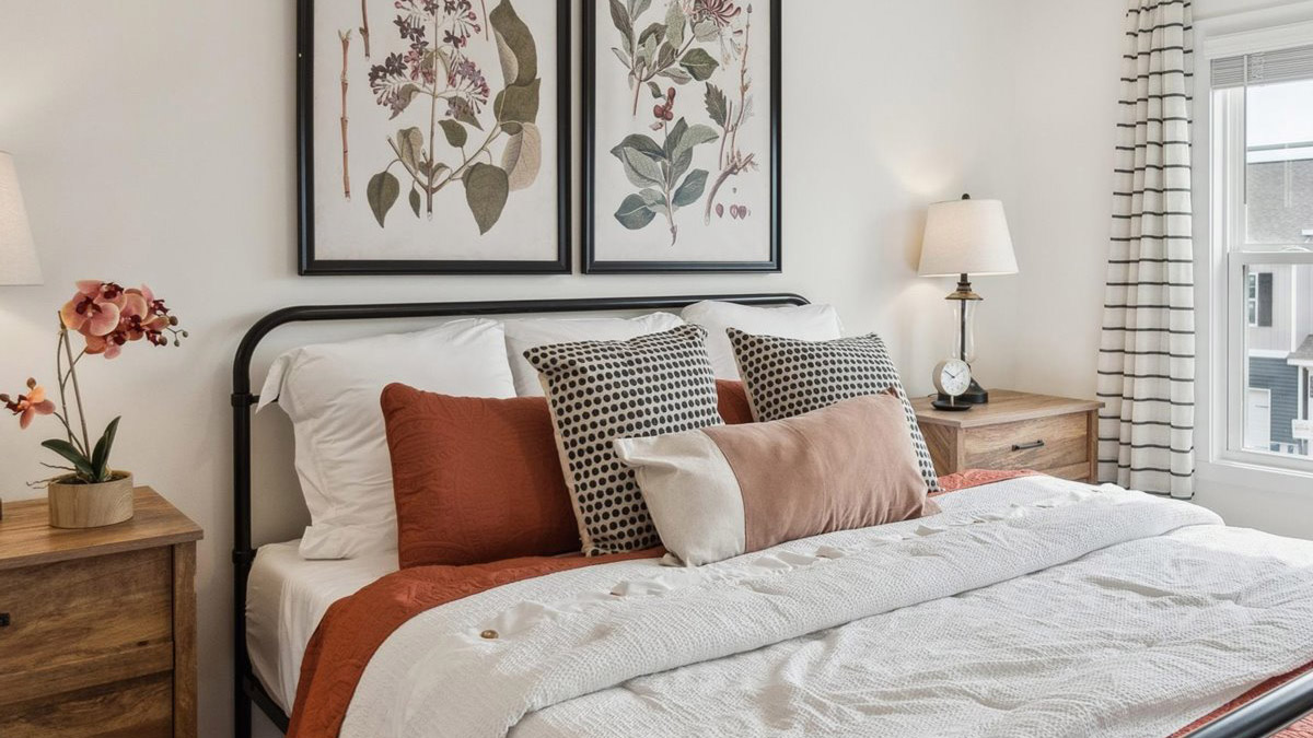 Owner’s suite offers natural window light, spa-inspired ensuite bathroom, backyard view, walk-in closet for everyday style