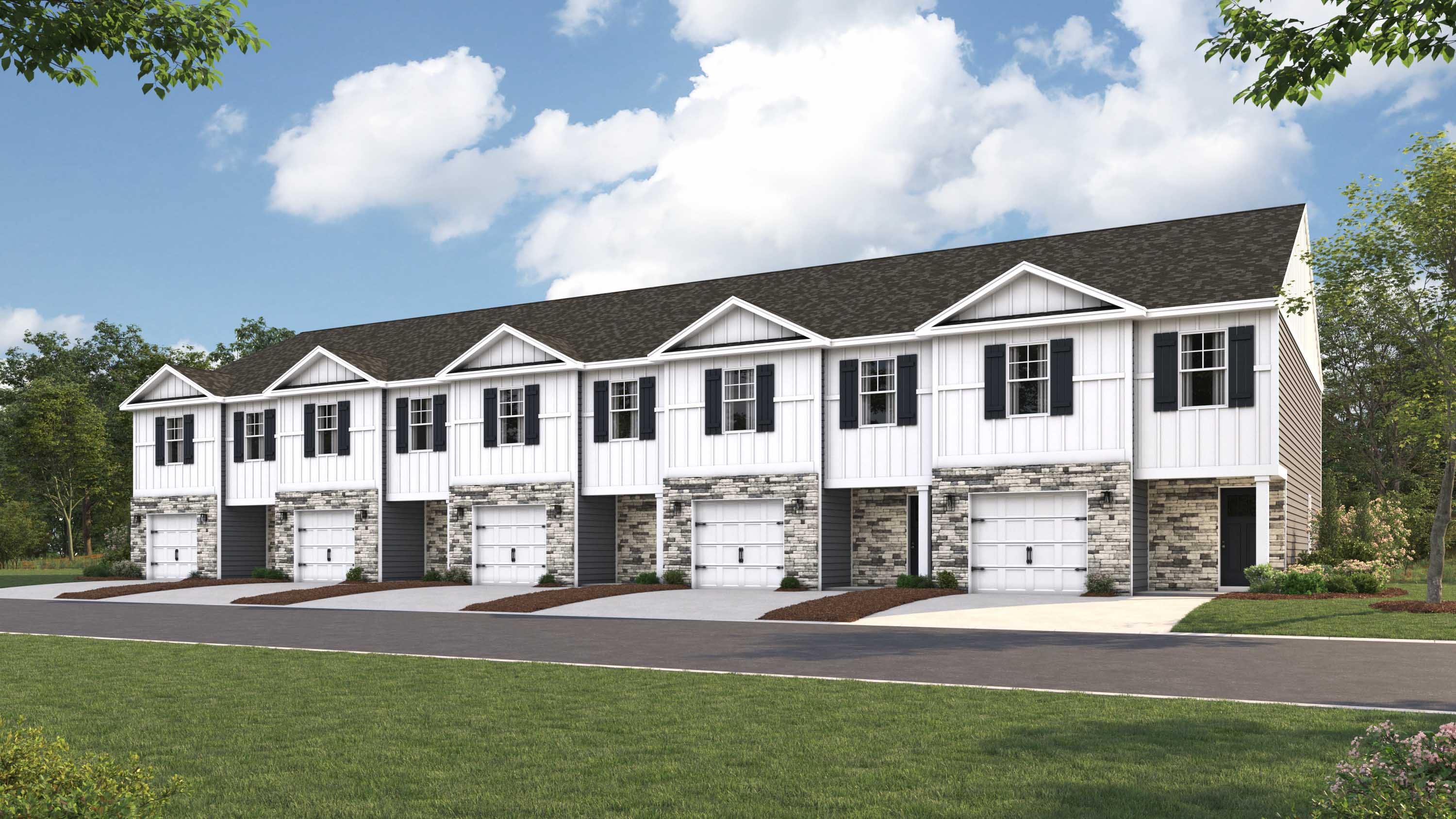 Mitchell plan front townhome elevation