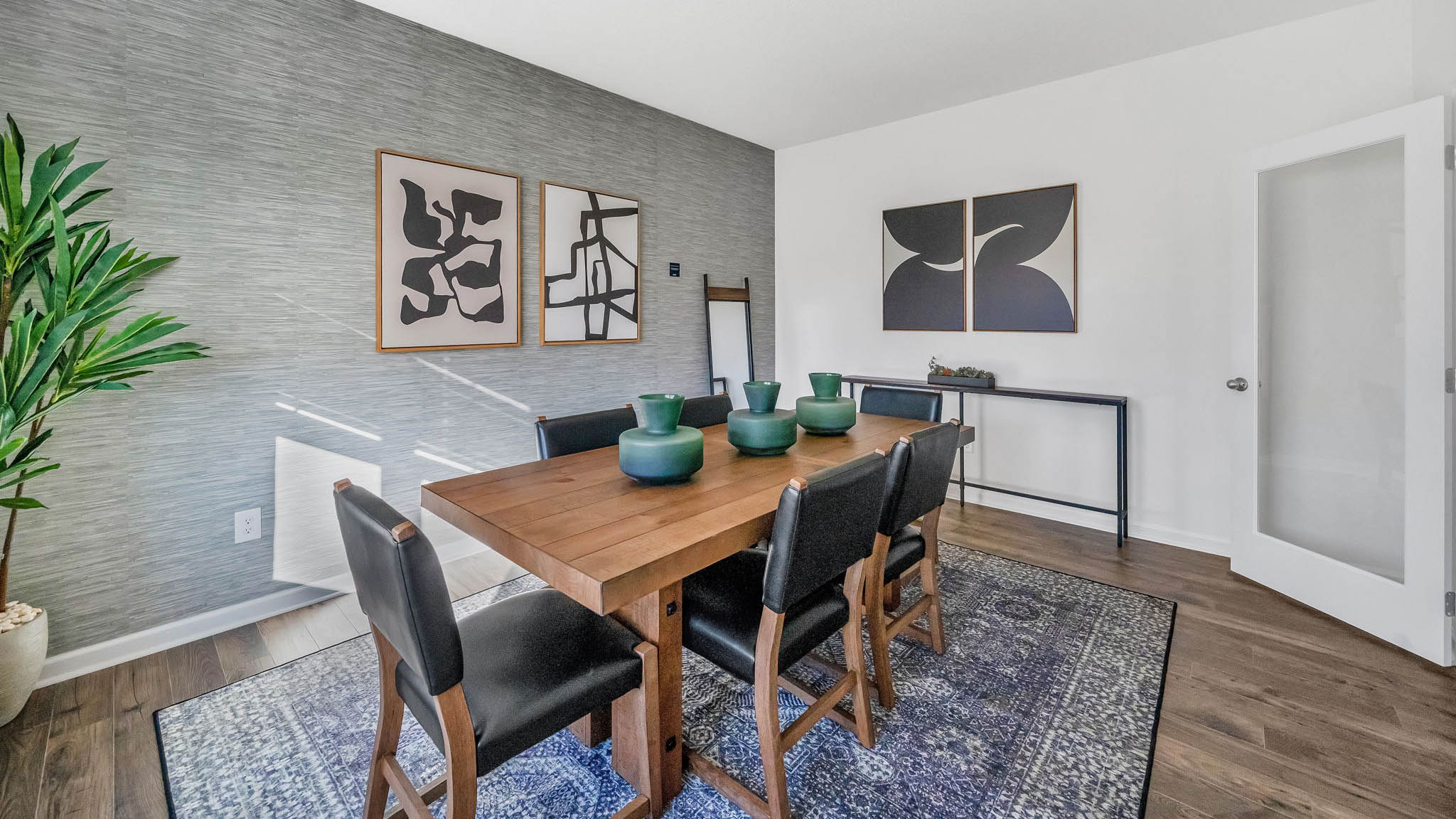 The dining room has a large table