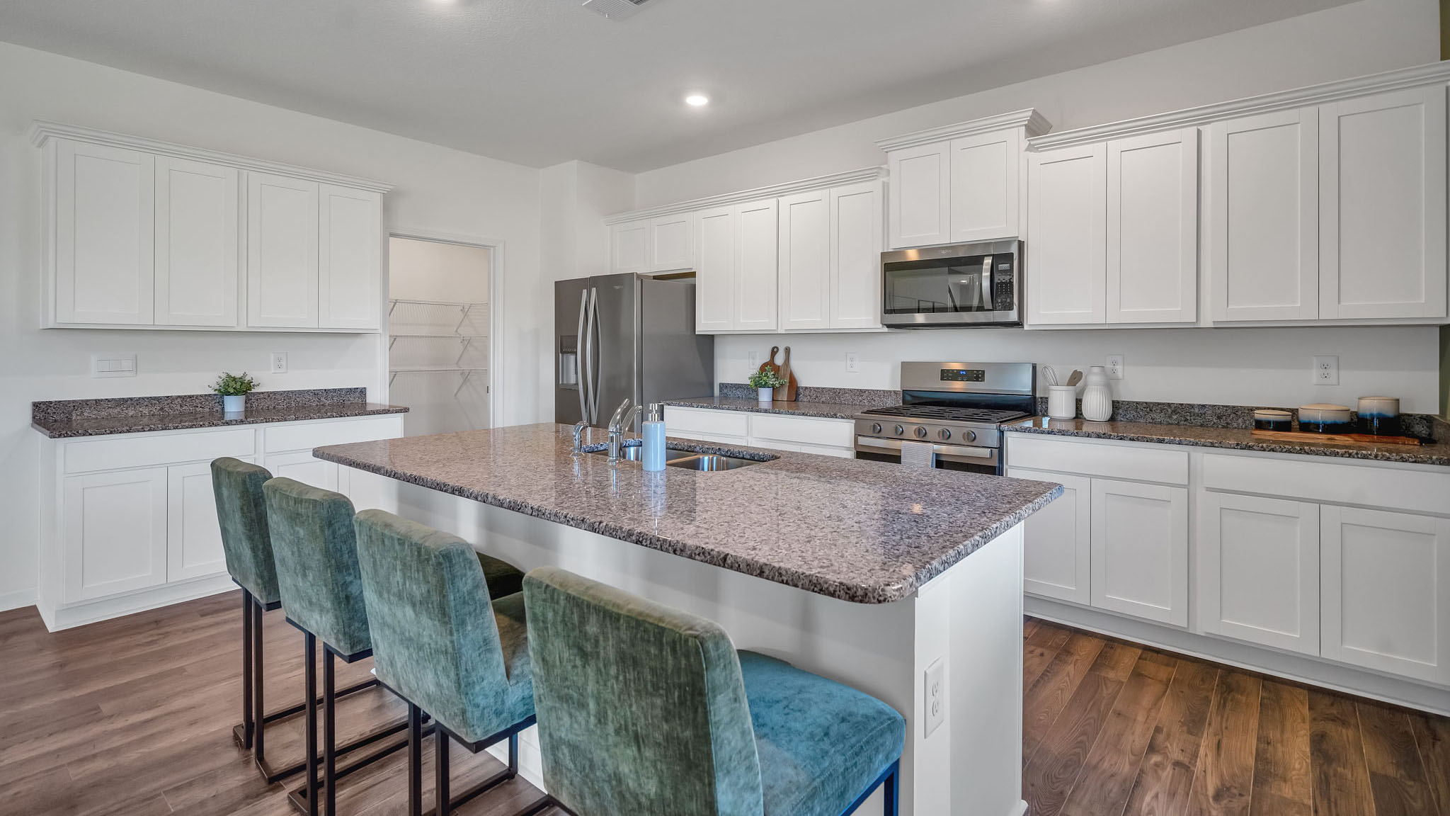 Kitchen with white cabinets