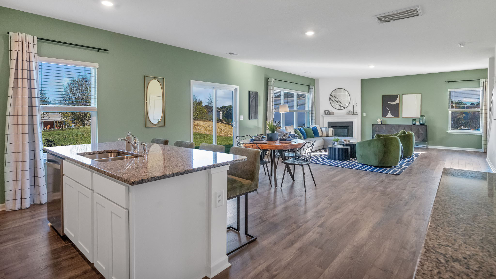 Kitchen opens into the living area