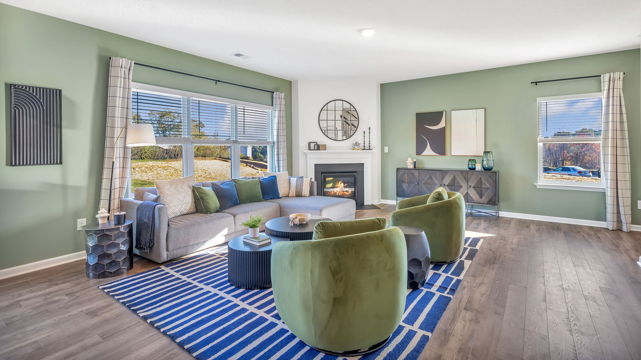 The living room has a lots of seating