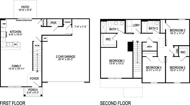 Glendale floorplan is a two-story plan with garage and driveway.