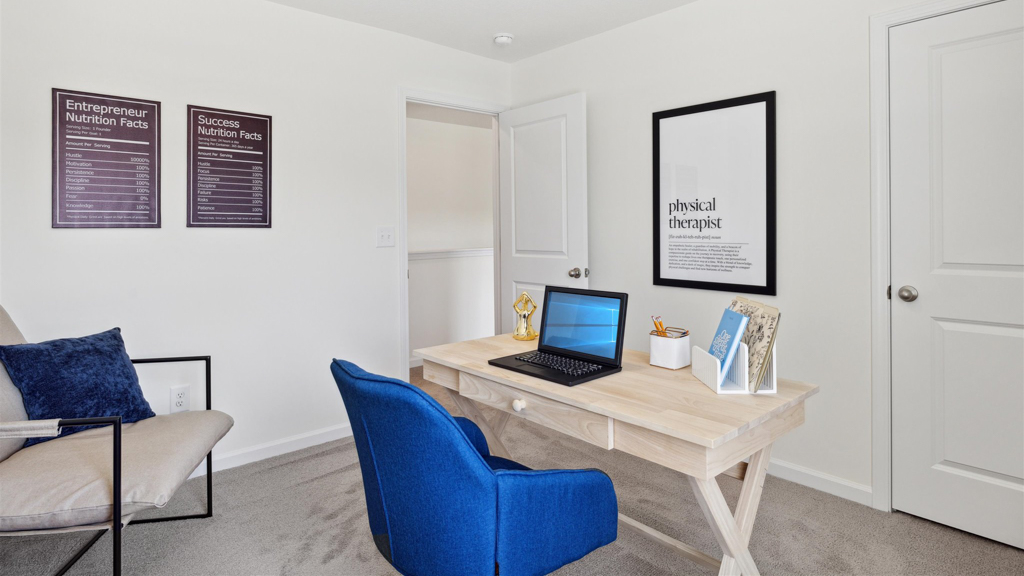 The bedroom can be used as an office space as well.