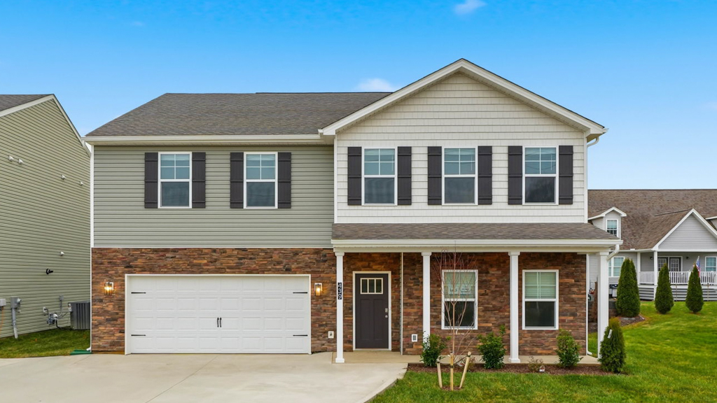 439 Rock Springs Road, Kingsport, TN, Polo Fields, By D.R. Horton Richland plan 2-story, 4-bed, 3.5-bath, 2-car garage, front grass