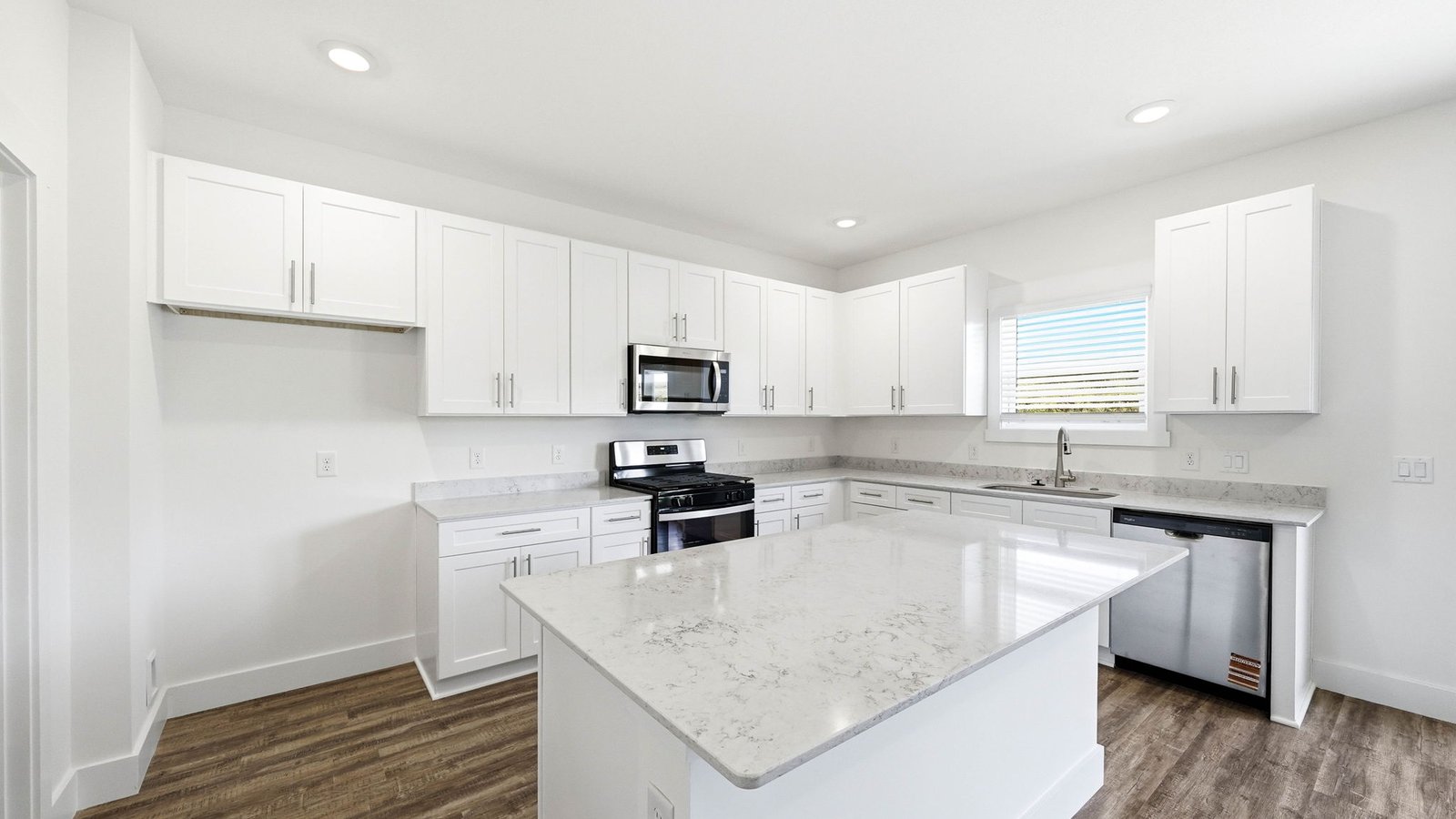 Kitchen with cabinets and island