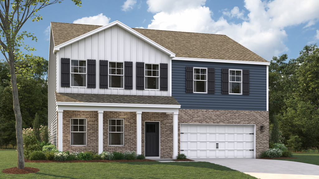 Richland plan front home elevation