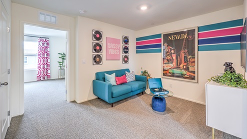 The Loft in our Spectrum Trails 1410 model with carpet flooring.