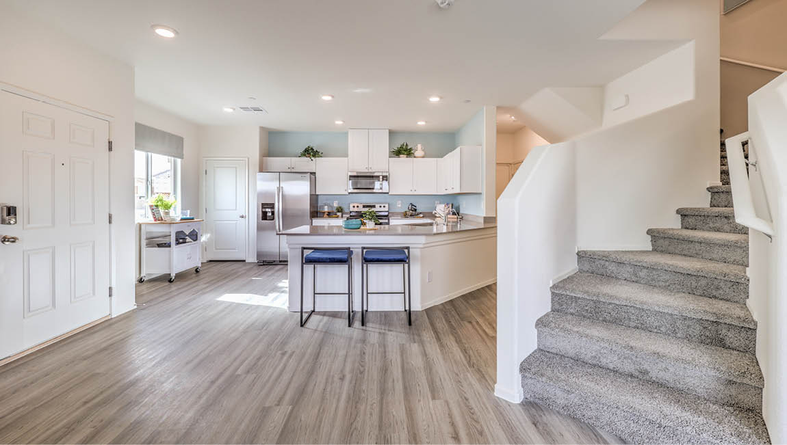 Carpet stairs to the second floor.