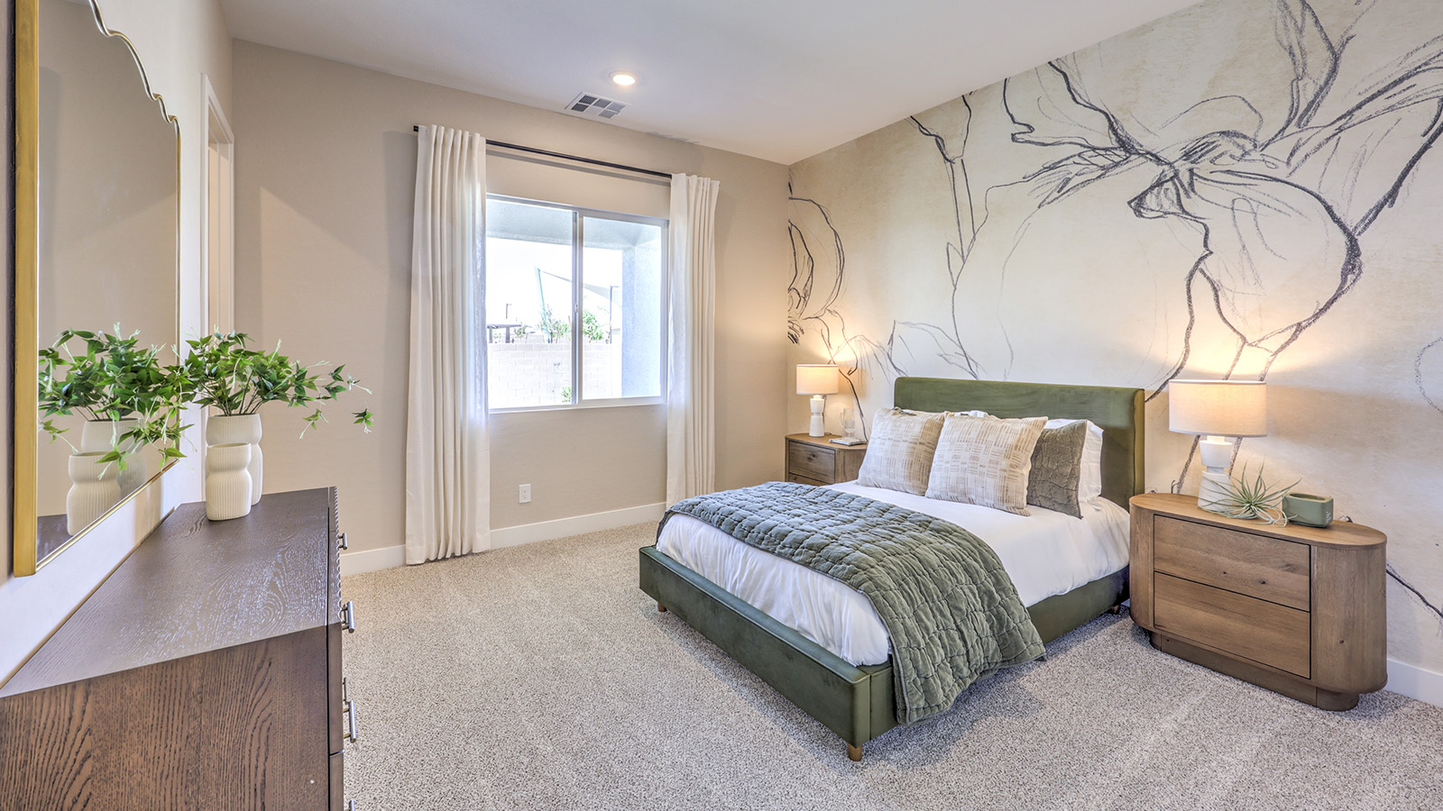 Bedroom Six in our Heartland Summit 4418 Multigen Suite with carpet flooring, a walk-in closet, and a window.
