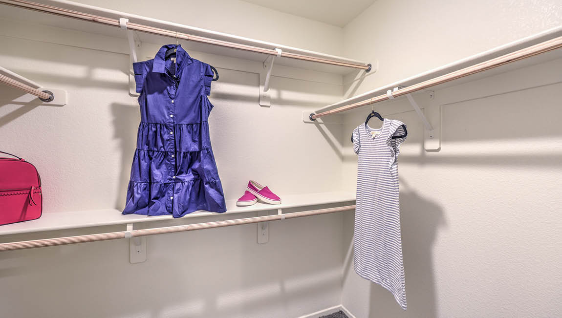 The walk-in closet in our 1430 model Bedroom One Suite.