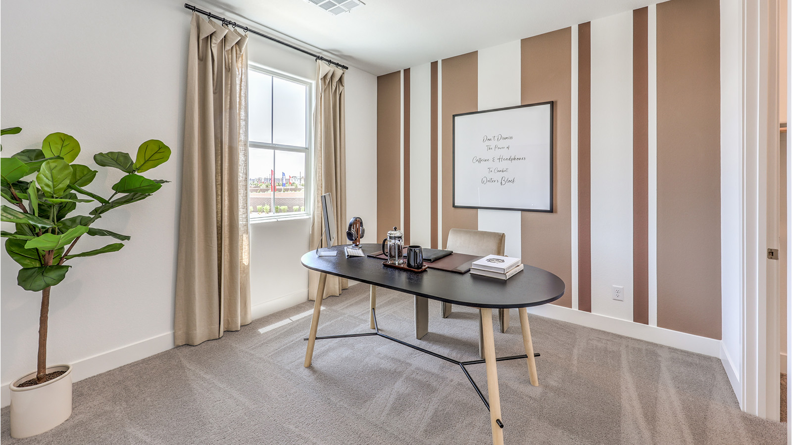 Bedroom Four in our Heartland Falls 2660 model with carpet flooring, a sliding closet, and a window.