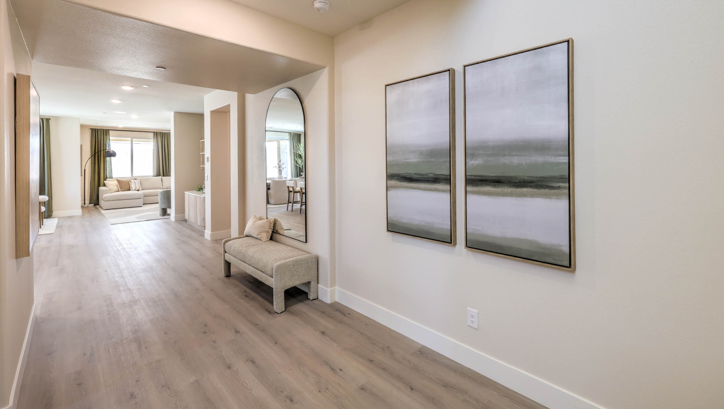 The front door entrance to our Heartland Summit 4425 model with Luxury Vinyl Plank Flooring