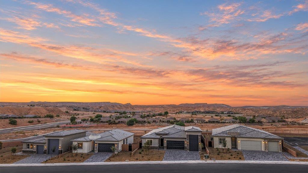 Majestic Hills Front Exterior with sunset