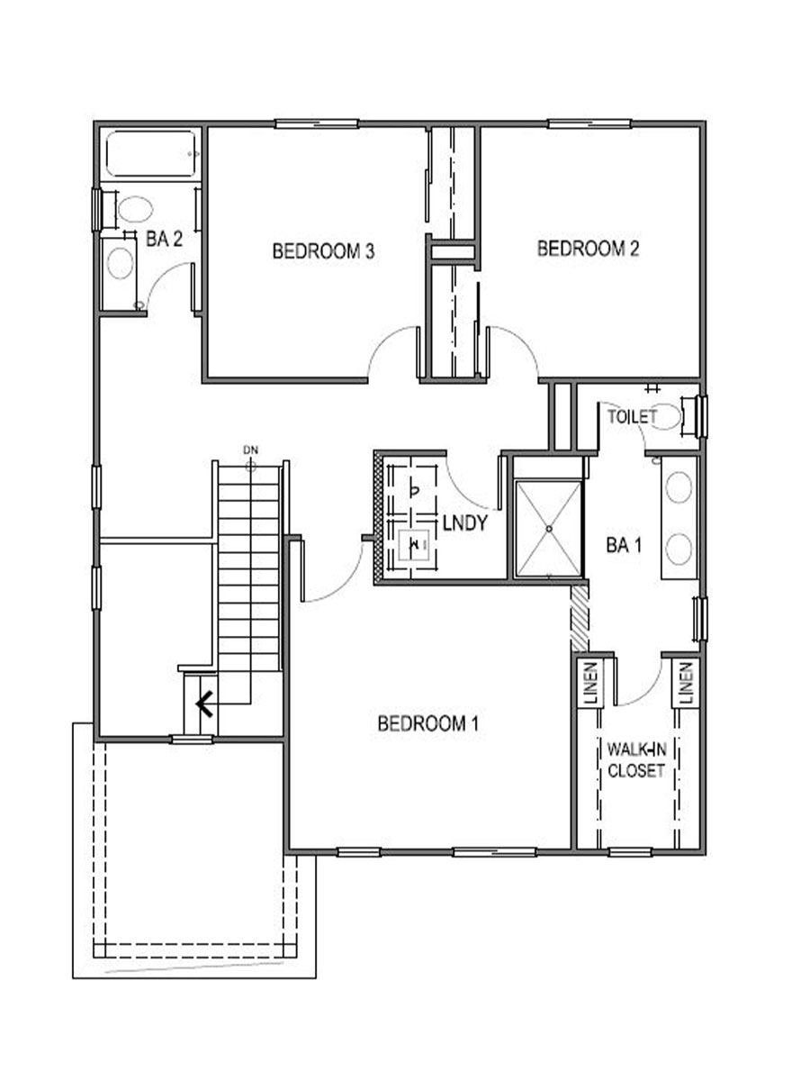 Second floor layout of the Keystone floorplan