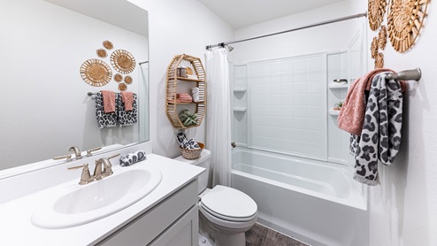 Secondary bathroom with bathtub and shower combo