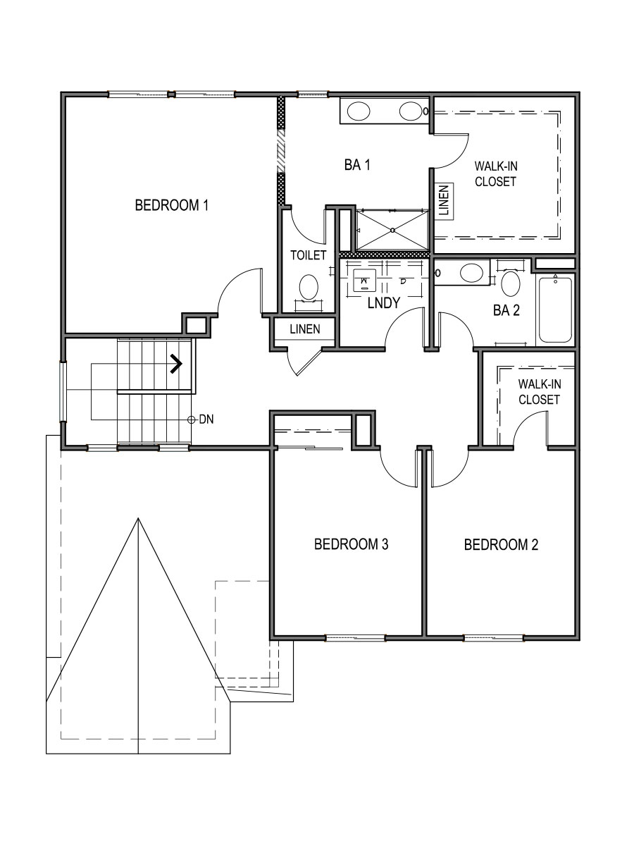 Yellowstone second floor layout with three bedrooms