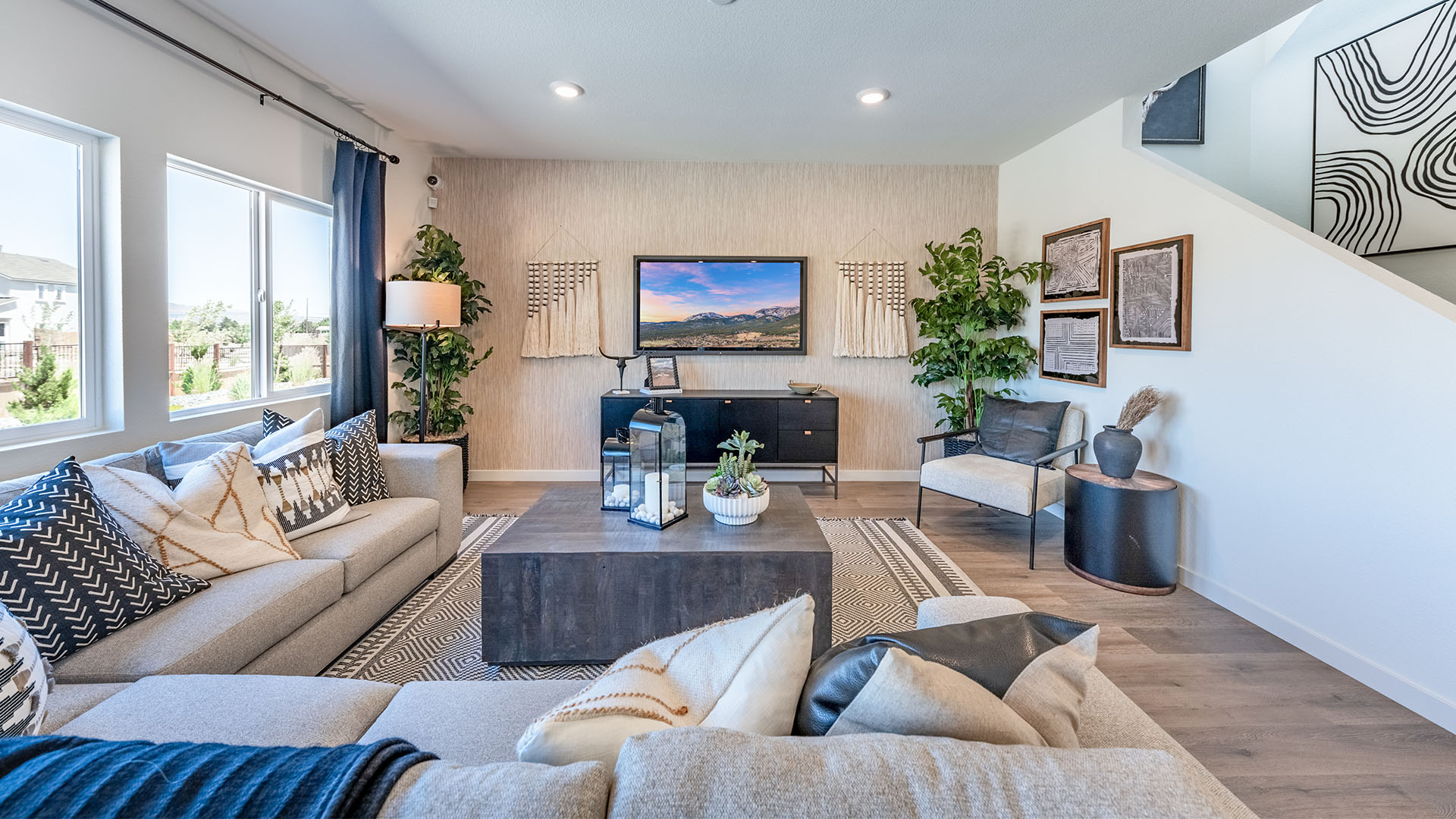 Living area space with large windows