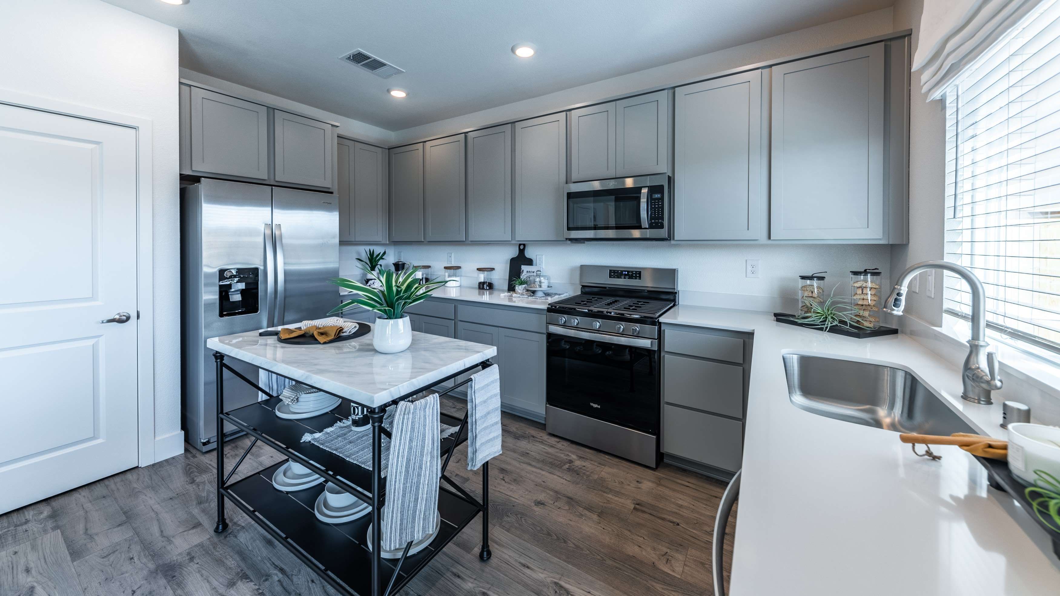 Modern kitchen with stainless steel appliances