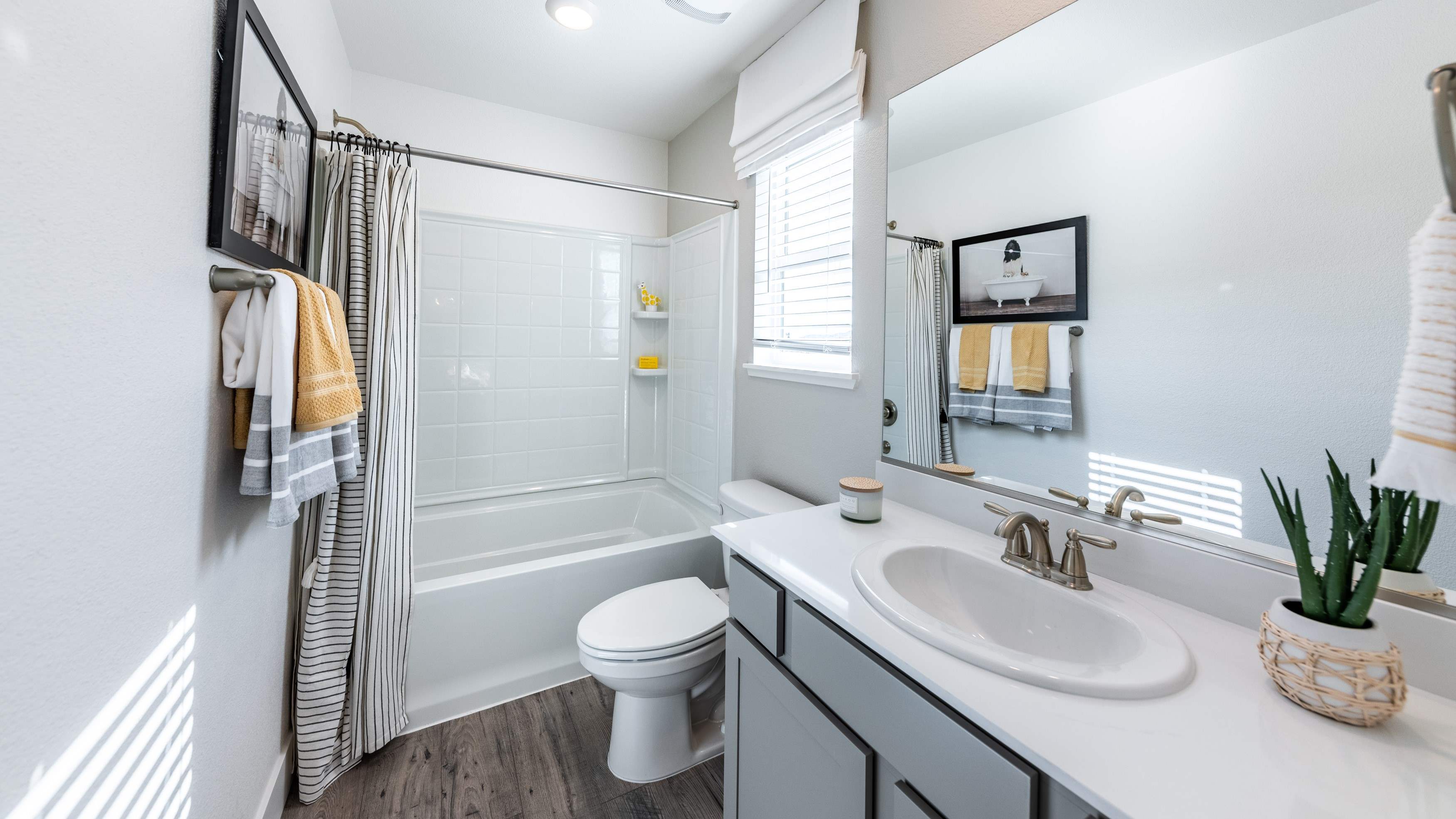 Secondary bathroom with shower bathtub combo