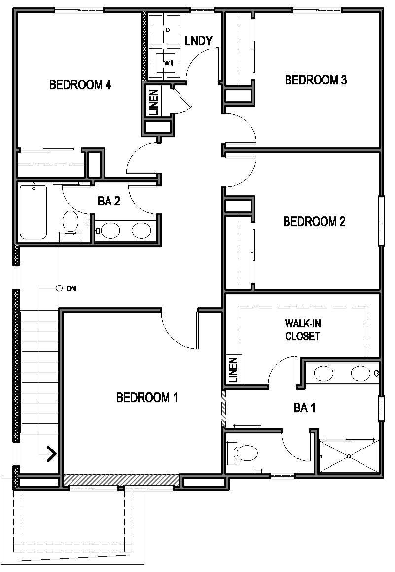 Canyon second floor layout with four bedrooms