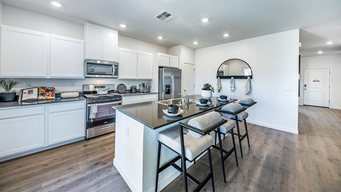 Topaz kitchen with island and white shaker style cabinets