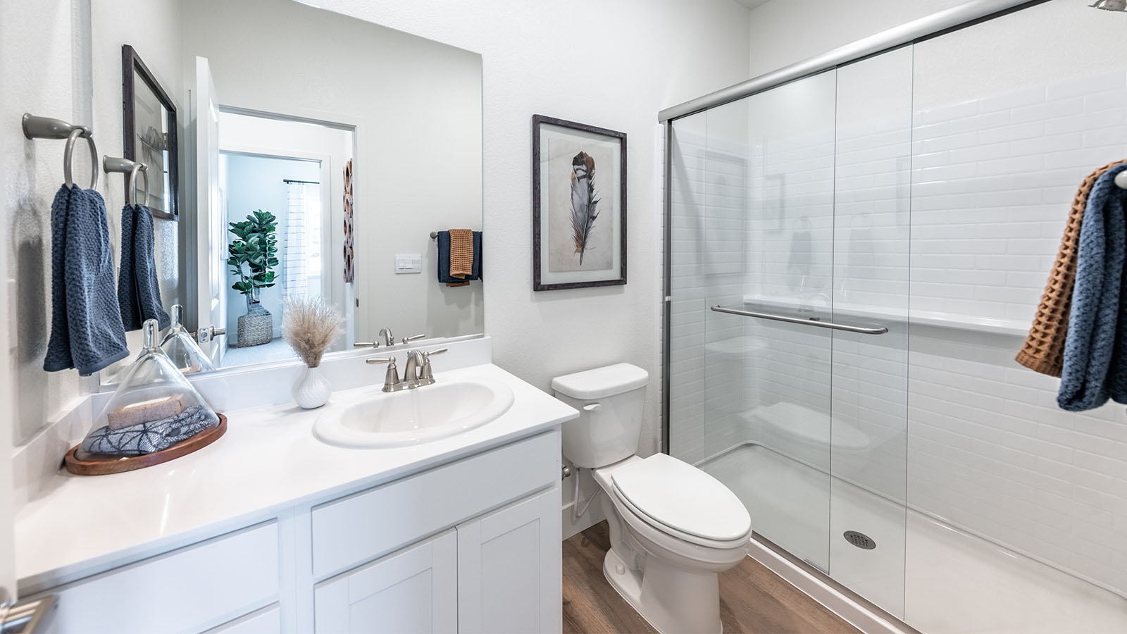 Secondary bathroom at the front of the home with walk-in shower