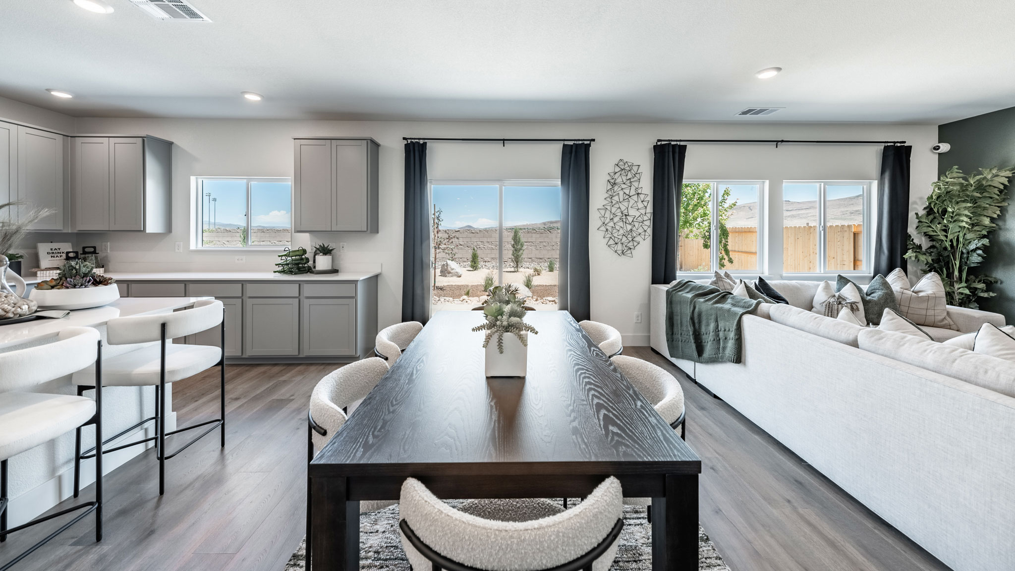 Space in the first floor open-concept with room for a full sized dining table