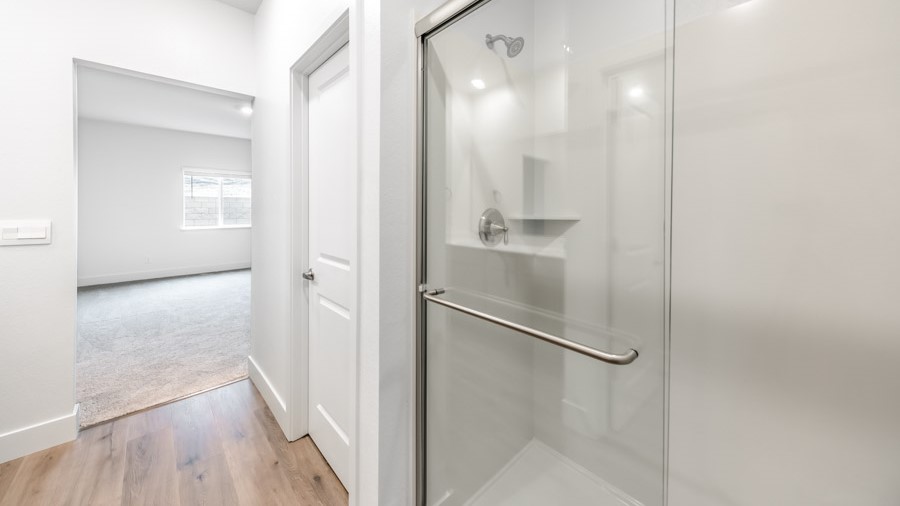 Primary bathroom with walk-in shower and separate toilet