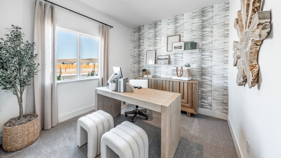 Spacious spare room decorated as an office