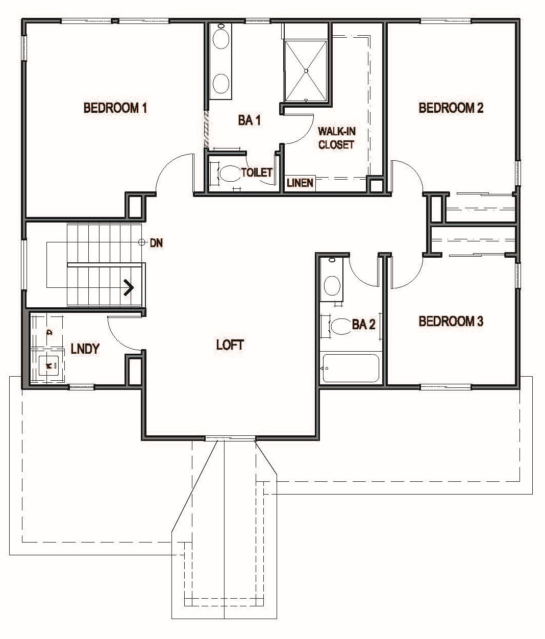 Second story floorplan of the Stampede