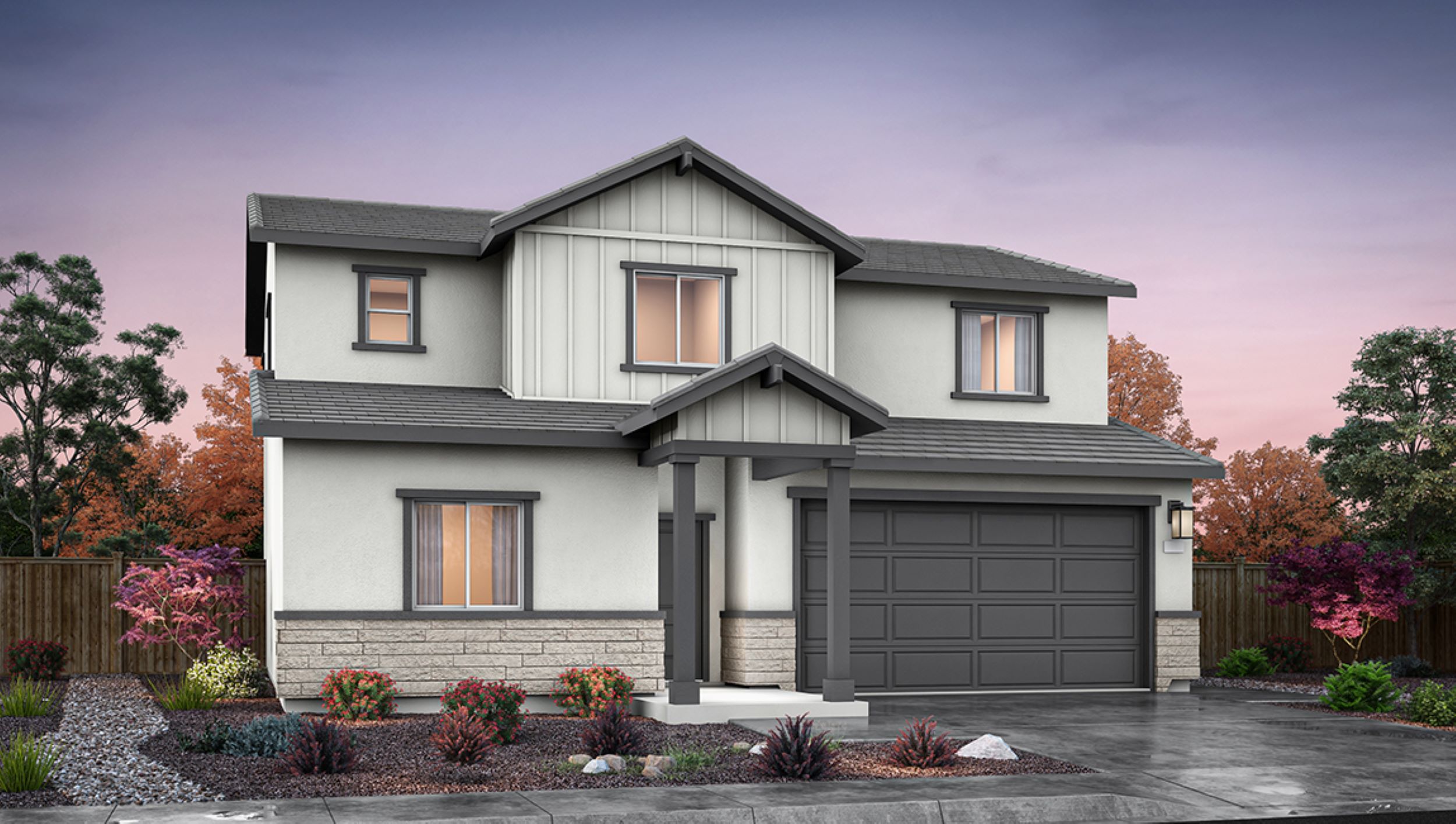 Two-story Stampede floorplan rendering with Farmhouse exterior package