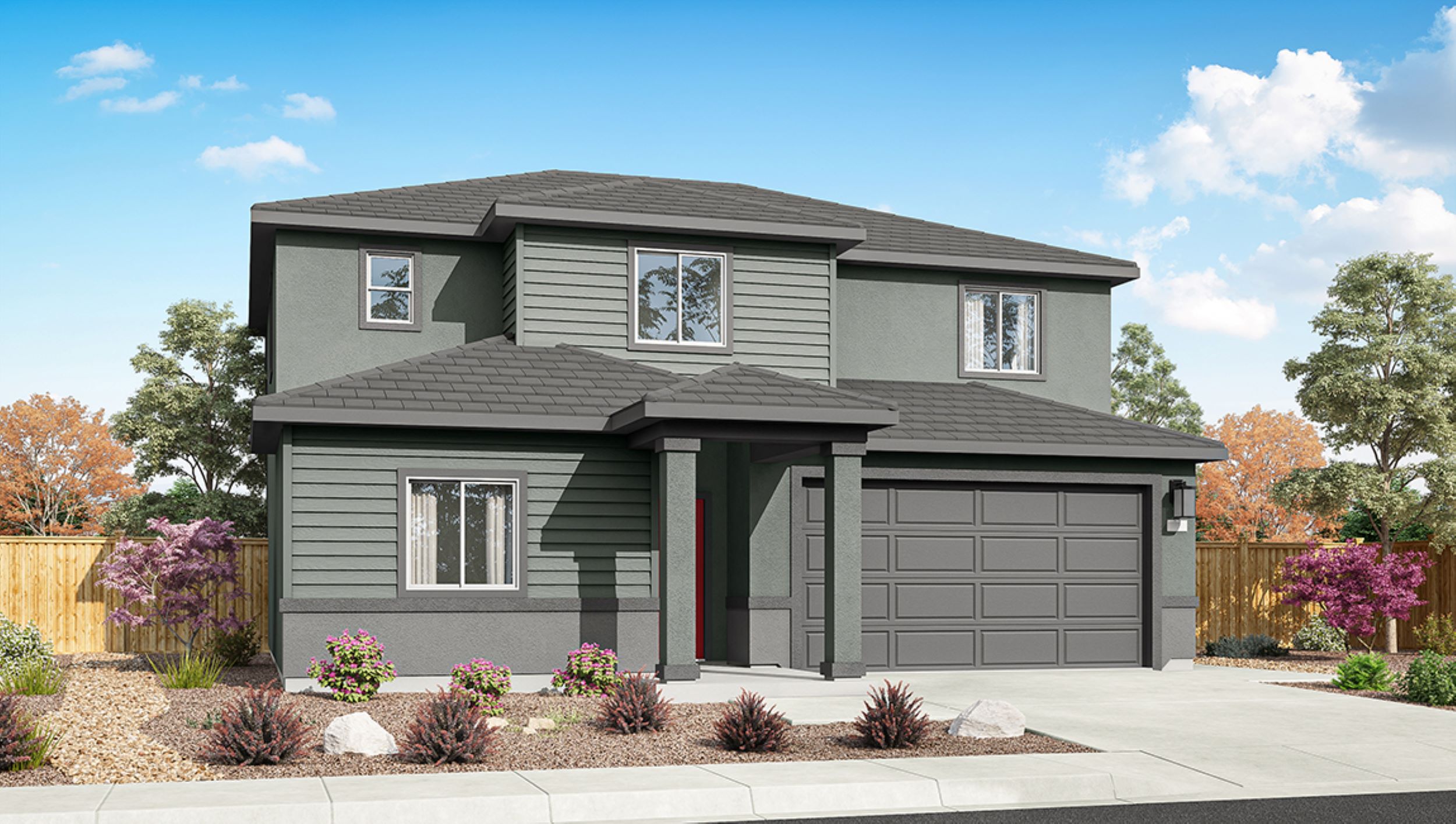 Two-story Stampede floorplan rendering with Craftsman exterior package