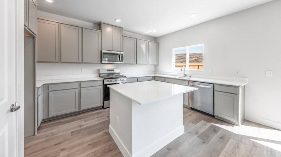 Bright modern kitchen with a large island