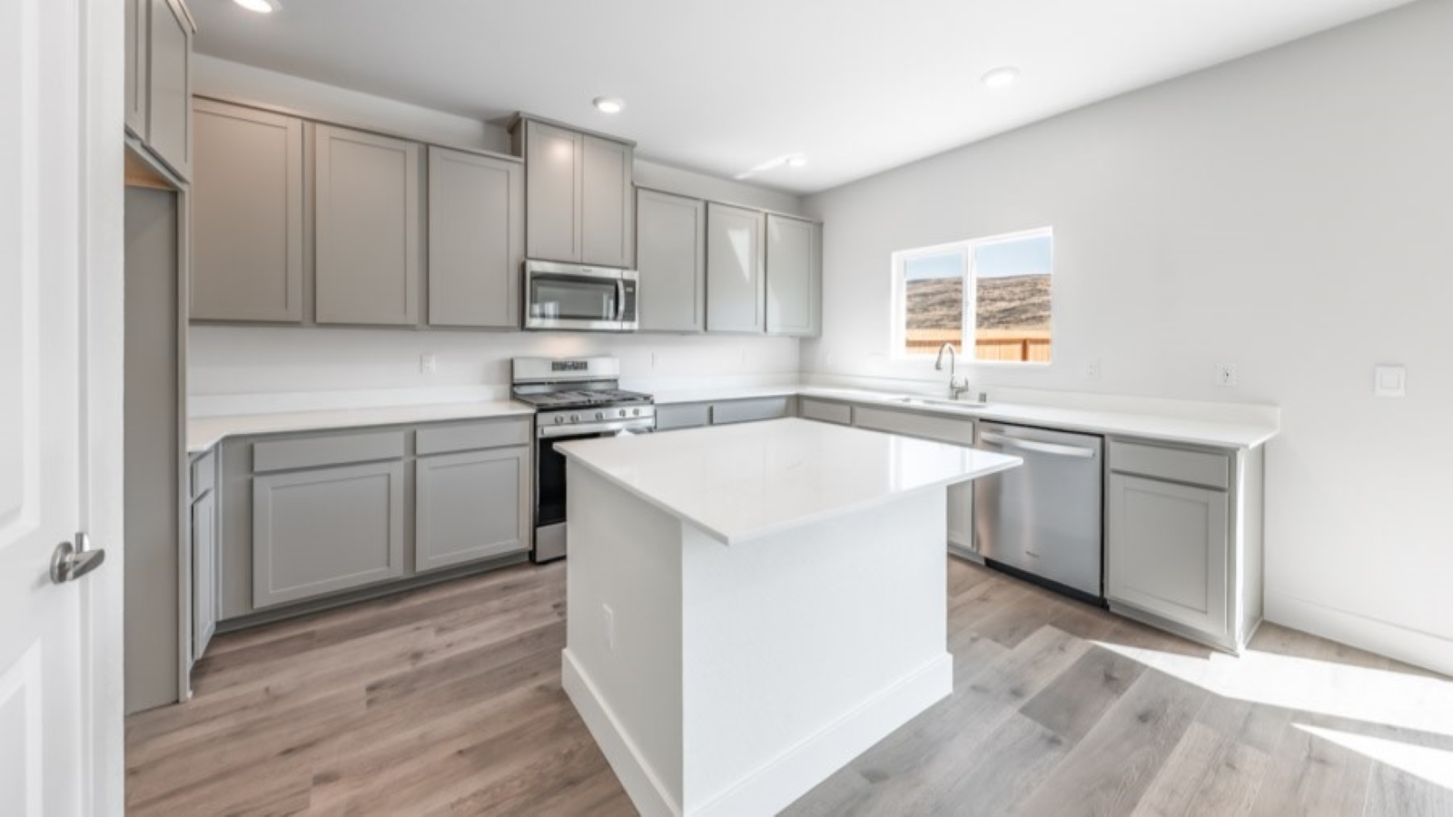 Bright modern kitchen with a large island