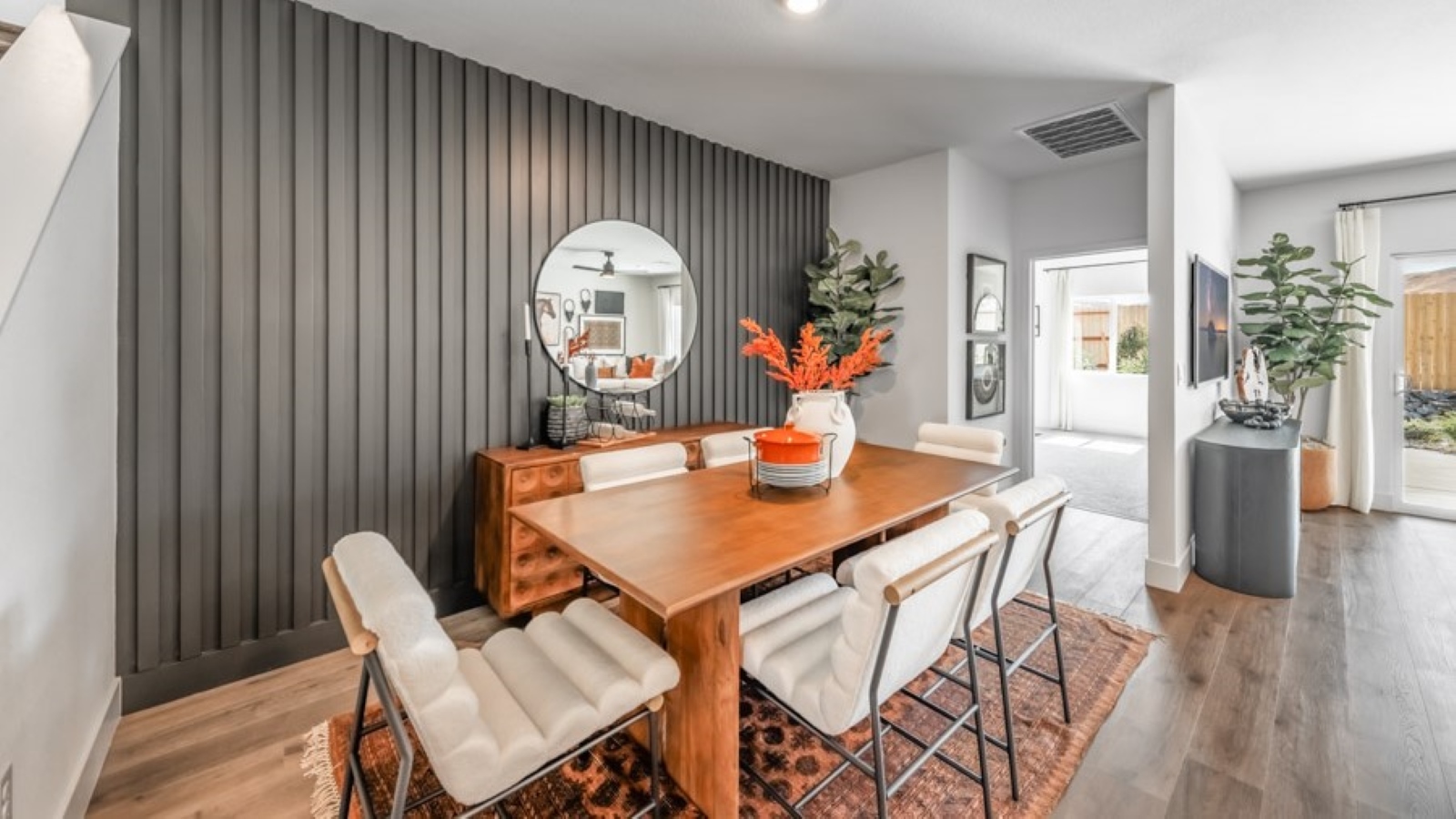 Dining table next to primary bedroom