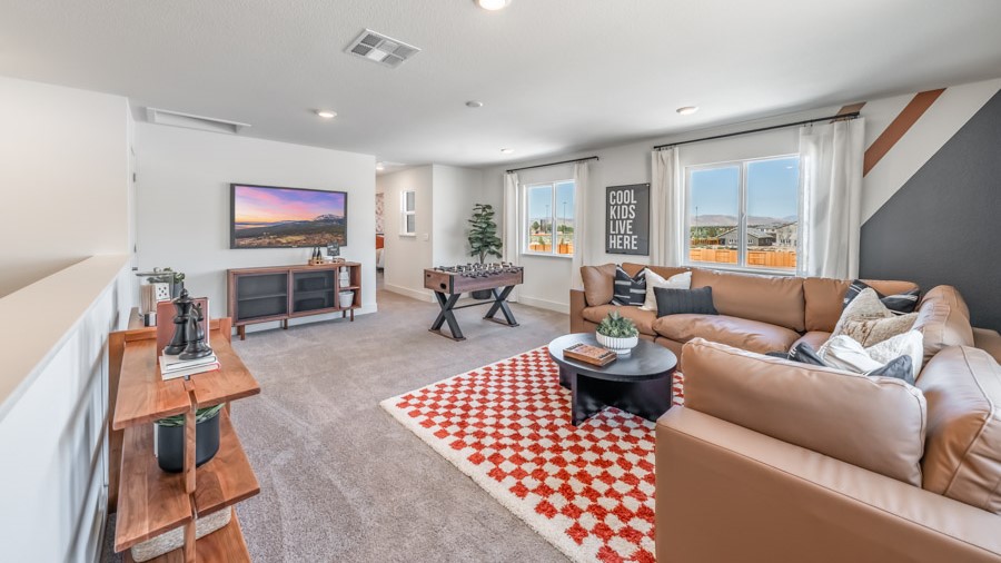 Second floor landing decorated as a game room