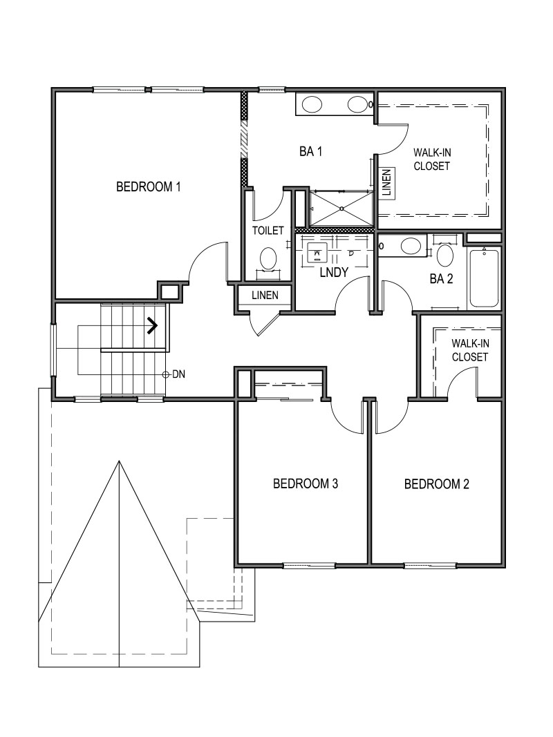 Yellowstone second floor layout with three bedrooms