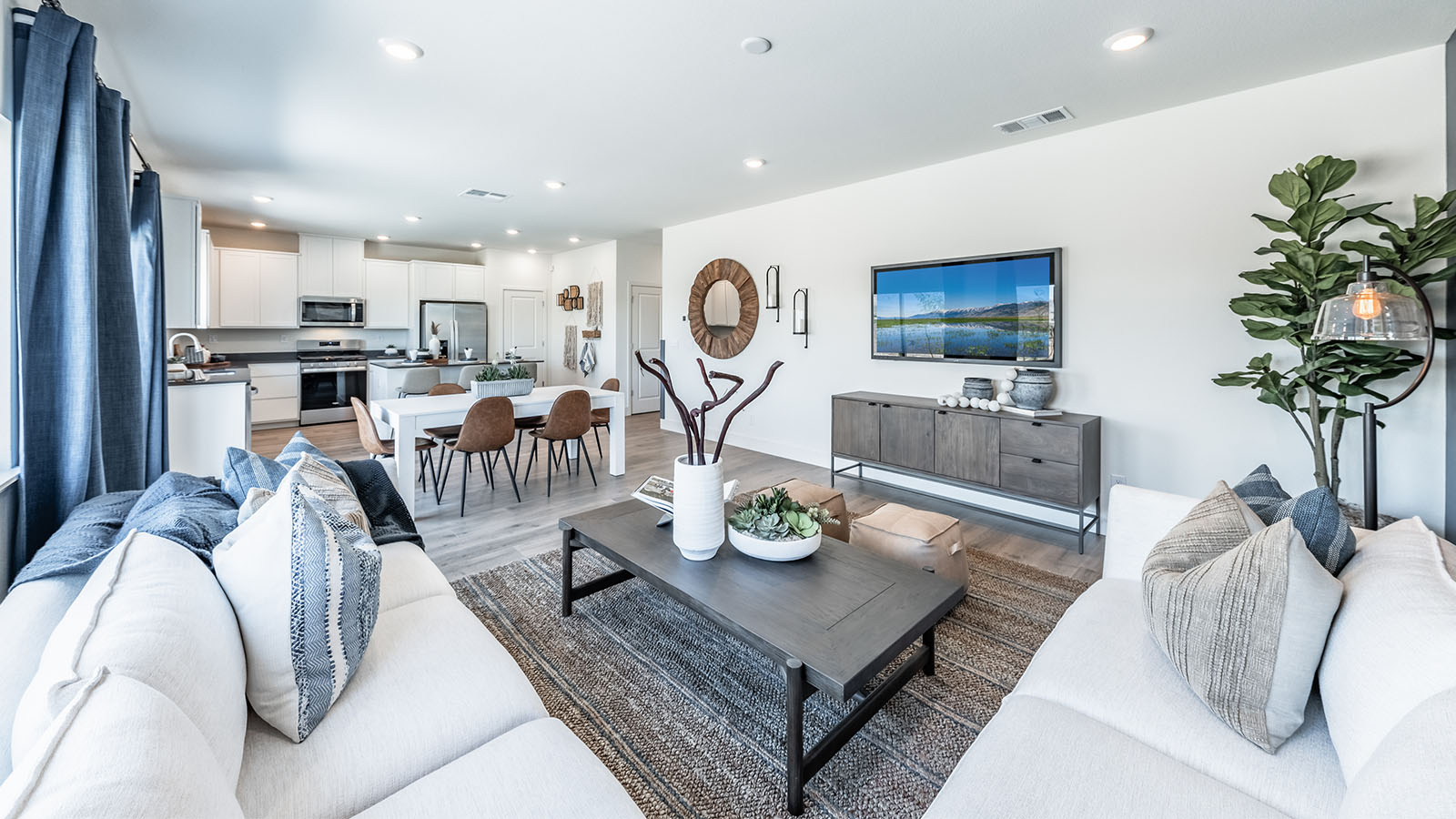 Living area looking into kitchen