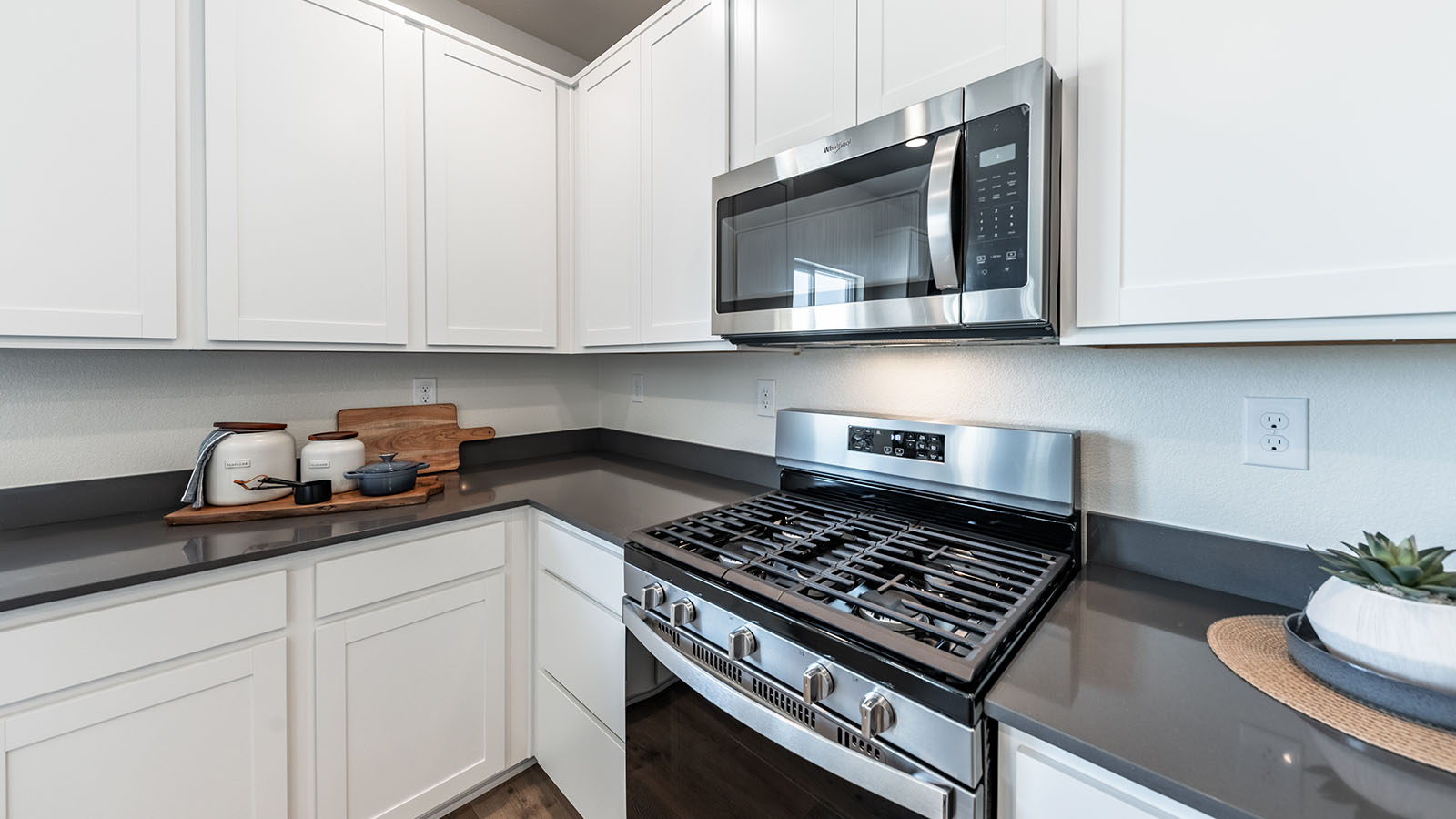 Stainless steel appliances in kitchen