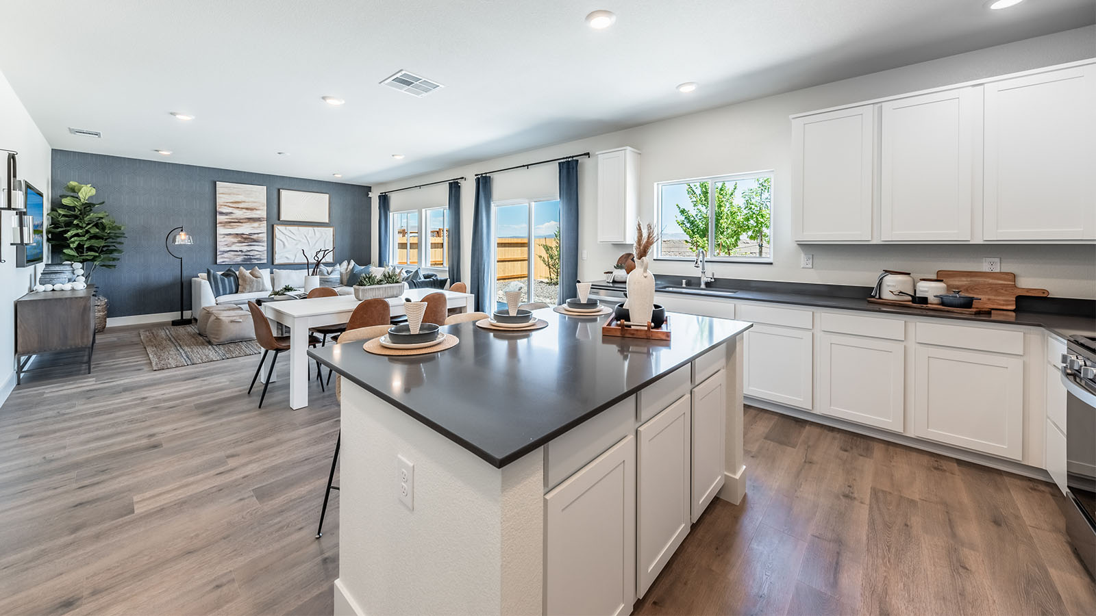 Kitchen with shaker-style cabinets and island