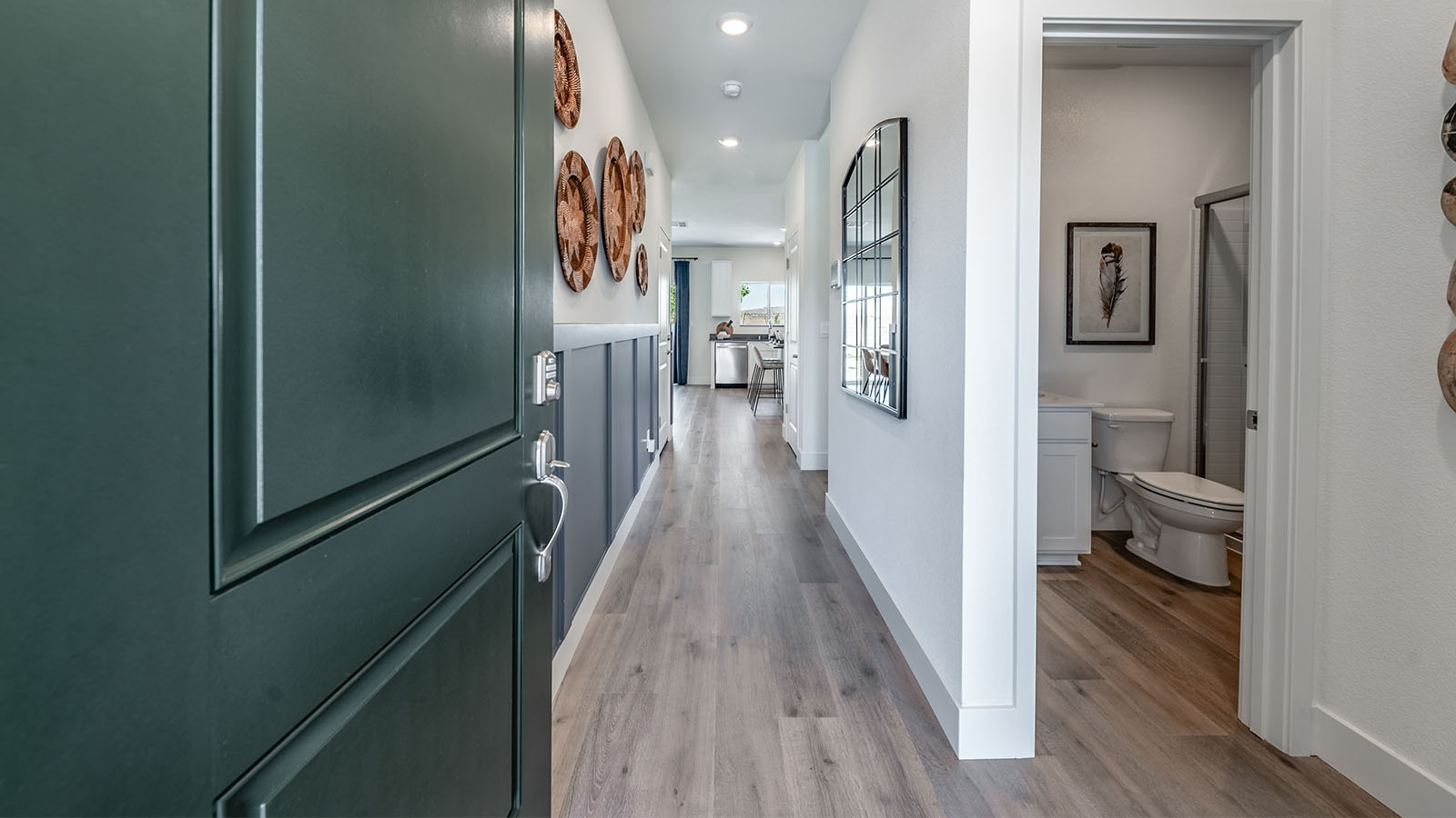 Home entry with secondary bathroom