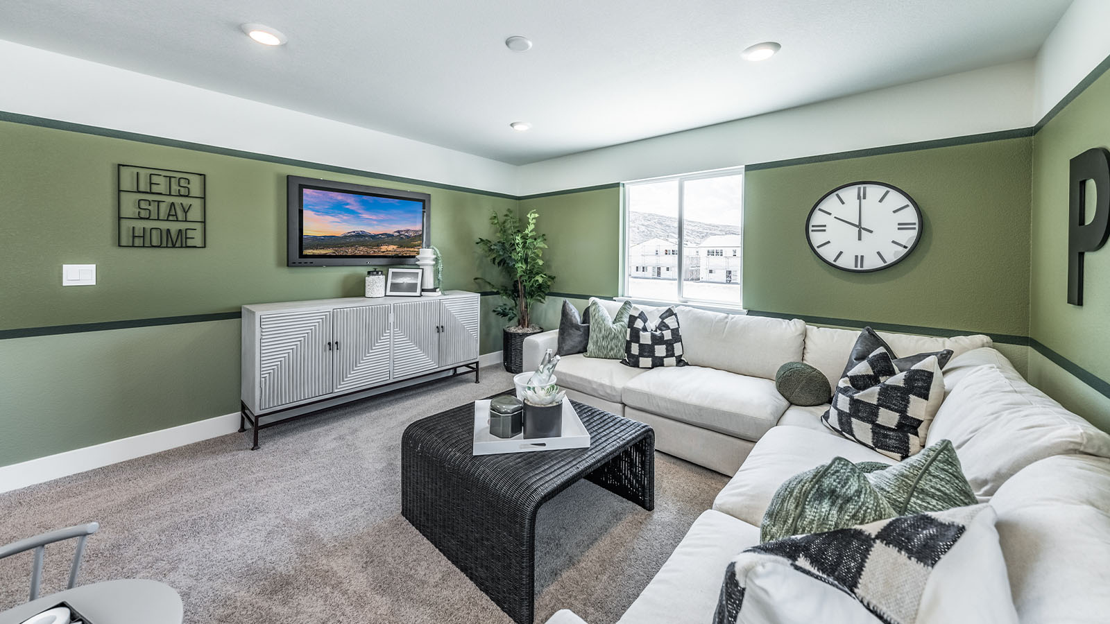 Second floor loft with sectional couch