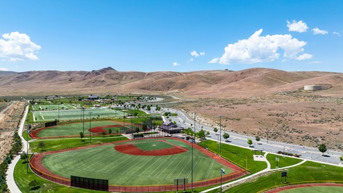 Aerial shot of Golden Eagle Sports Complex next door